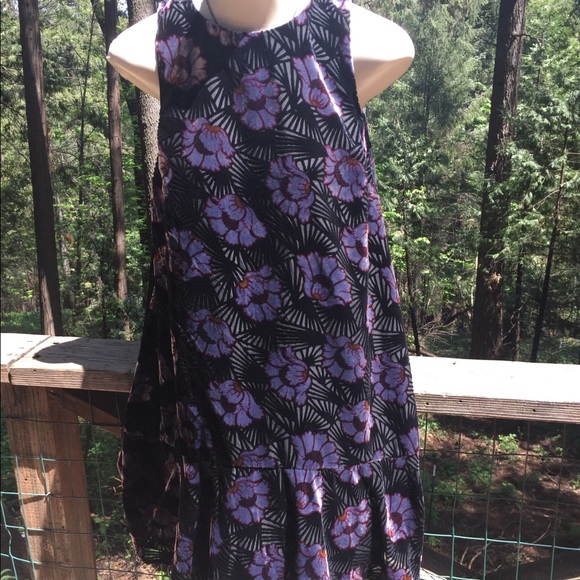 Loft burnt velvet black floral tunic vintage lavender floral shift dressHP 25 - Picture 1 of 16